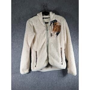 Picture Organic Sweater Women’s Small White Izimo FZ Fleece Hooded Full Zip